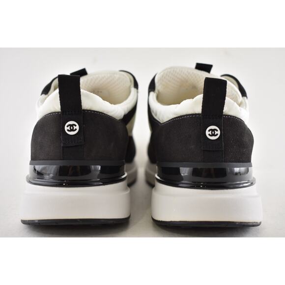 Chanel 21P Mens Grey Black White CC Logo Low Top Lace Up Trainer Sneaker 44 11 - Picture 12 of 13